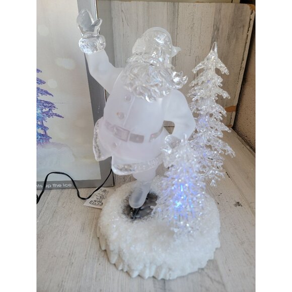Acrylic Ice skating santa claus light up Xmas home decor glitter - Picture 3 of 9
